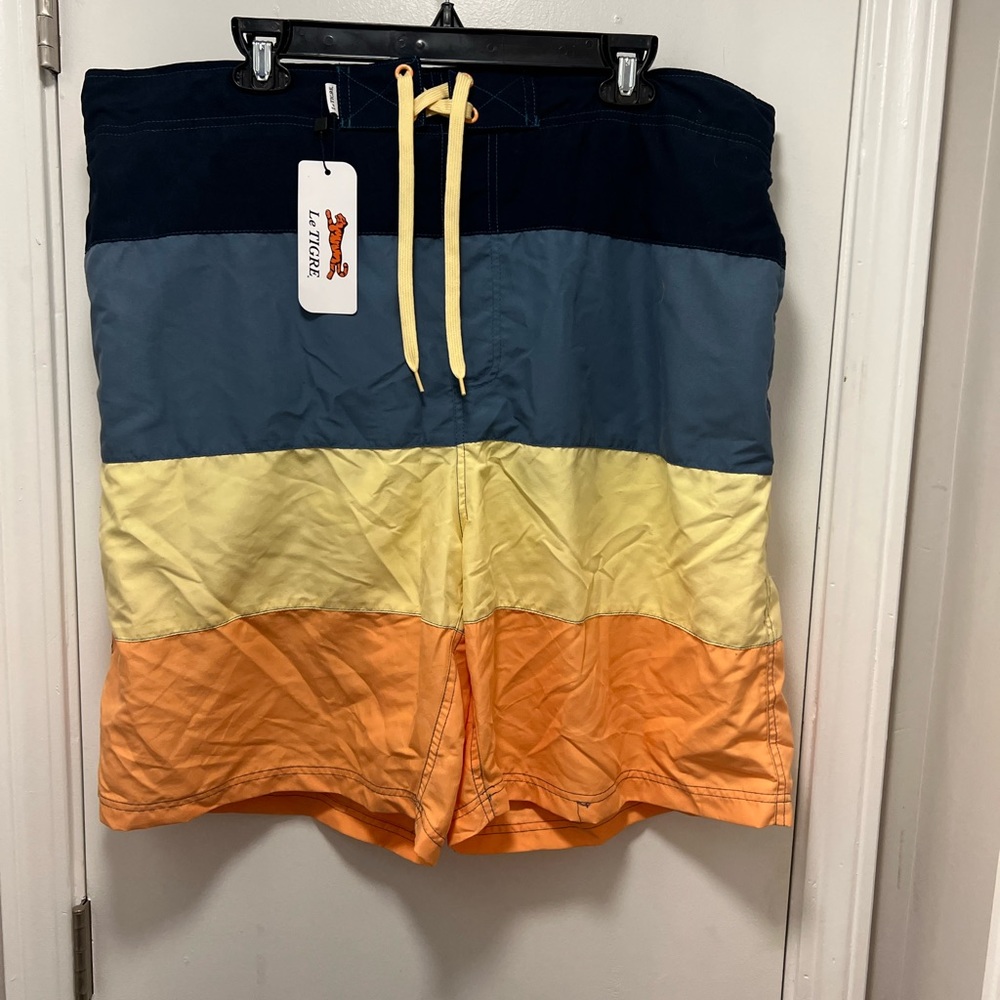 Vintage Le Tigre Swim Trunks Adult Size XXL Trunk Shorts Mens ✅.